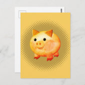 Niedlicher Cartoon Baby Pig Painting Postkarte (Vorne/Hinten)