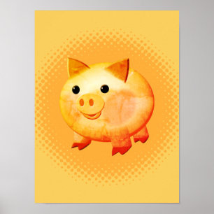 Niedlicher Cartoon Baby Pig Poster