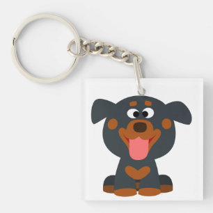Niedlicher Cartoon Baby Rottweiler Akryllischer Sc Schlüsselanhänger