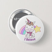 Niedlicher Cartoon Baby Unicorn und Regenbogen Button (Vorne & Hinten)