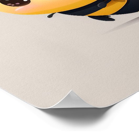 Niedlicher Cartoon Babybee auf grauem Hintergrund. Poster (Ecke)