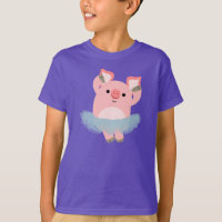 Niedlicher Cartoon Ballerina Pig T - Shirt