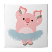 Niedlicher Cartoon Ballerina Pig Tile Fliese (Vorderseite)