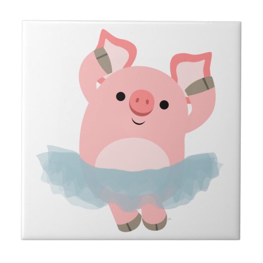 Niedlicher Cartoon Ballerina Pig Tile Fliese (Vorderseite)