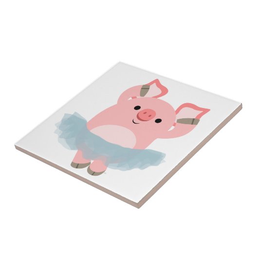 Niedlicher Cartoon Ballerina Pig Tile Fliese (Seite)