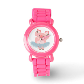 Niedlicher Cartoon Ballerina Pig Watch Armbanduhr