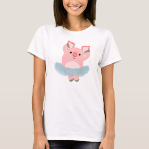 Niedlicher Cartoon-Ballerina-Schwein-Frauen-T - T-Shirt