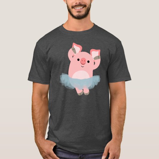 Niedlicher Cartoon-Ballerina-Schwein-T - Shirt (Vorderseite)