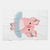 Niedlicher Cartoon Ballerina Schweinefleisch Handt Geschirrtuch (Horizontal)