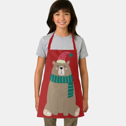 Niedlicher Cartoon Bär im Wolle Scarf Weihnachten Schürze (Insitu)