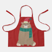Niedlicher Cartoon Bär im Wolle Scarf Weihnachten Schürze (Vorderseite)