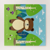 Niedlicher Cartoon-Bär in einer magischen Waldland Puzzle (Horizontal)