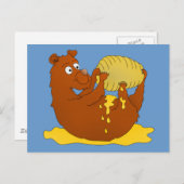 Niedlicher Cartoon Bär isst Honig Postkarte (Vorne/Hinten)