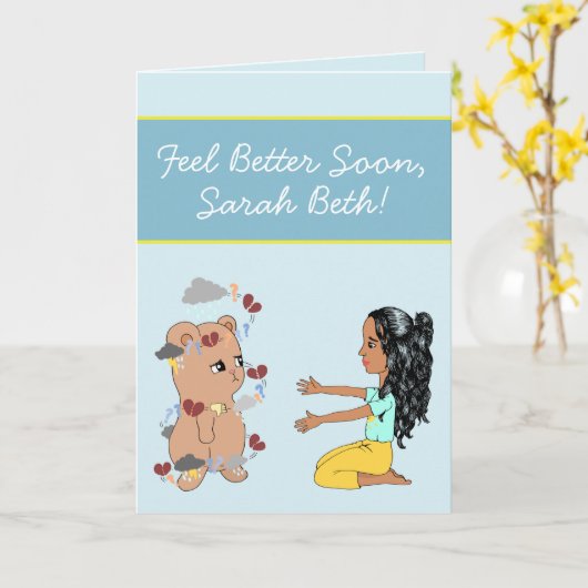Niedlicher Cartoon Bär wird bald gut für Freundesk Karte (Gelbe Blume)