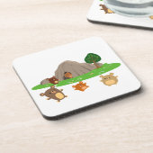 Niedlicher Cartoon Bären in Höhlen Untersetzer Set (Linke Seite)