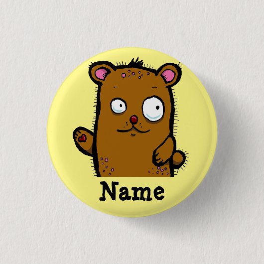 Niedlicher Cartoon Bärenwelle Button (Vorderseite)