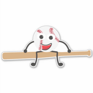 Niedlicher Cartoon Baseball Ball und Bat Aufkleber