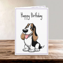 Niedlicher Cartoon Basset Hound Welpe Hund Geburts Karte