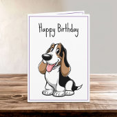 Niedlicher Cartoon Basset Hound Welpe Hund Geburts Karte