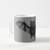 Niedlicher Cartoon Bat Illustration auf Grau Kaffeetasse (Vorderseite Links)