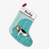 Niedlicher Cartoon Beagle auf Couch Fun Dog Lover' Kleiner Weihnachtsstrumpf (Vorderansicht (hängend))