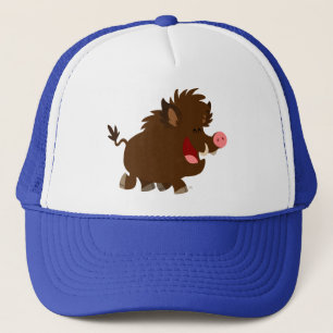 Niedlicher Cartoon Beaming Wild Boar Trucker Hat Truckerkappe