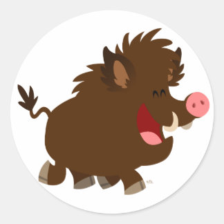 Niedlicher Cartoon Beaming Wildschwein Aufkleber