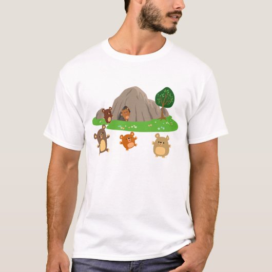 Niedlicher Cartoon Bears in einem Höhlenkinderkind T-Shirt (Vorderseite)
