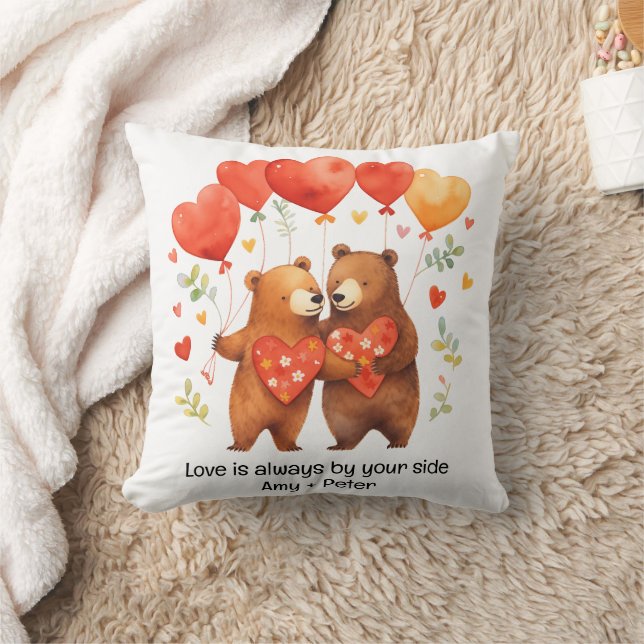 Niedlicher Cartoon Bears Liebe Herzchen Valentine Kissen (Decke)