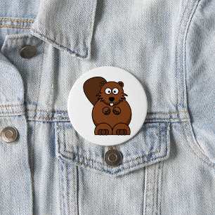Niedlicher Cartoon Beaver Funny Woodland Tier Button