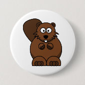 Niedlicher Cartoon Beaver Funny Woodland Tier Button (Vorderseite)