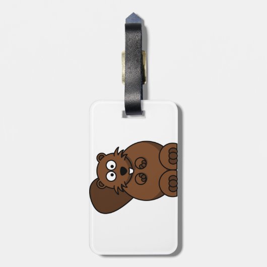 Niedlicher Cartoon Beaver Funny Woodland Tier Gepäckanhänger (Rückseite vertikal)