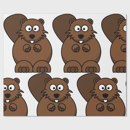 Niedlicher Cartoon Beaver Funny Woodland Tier Geschenkpapier (Flach)