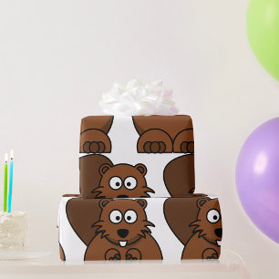 Niedlicher Cartoon Beaver Funny Woodland Tier Geschenkpapier