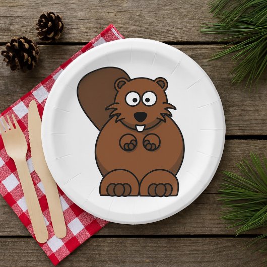 Niedlicher Cartoon Beaver Funny Woodland Tier Pappteller