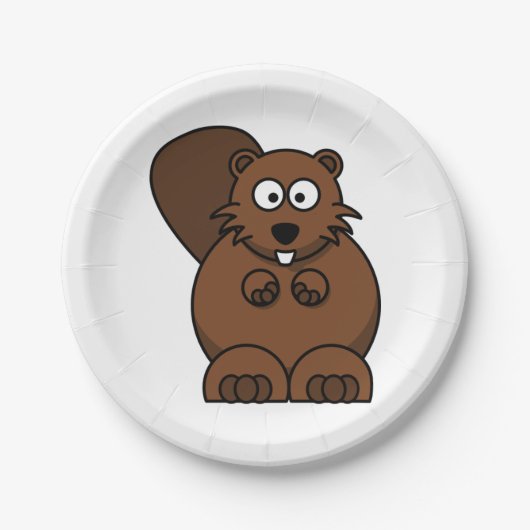 Niedlicher Cartoon Beaver Funny Woodland Tier Pappteller (Vorderseite)
