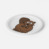 Niedlicher Cartoon Beaver Funny Woodland Tier Pappteller (Schrägansicht)