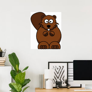Niedlicher Cartoon Beaver Funny Woodland Tier Poster