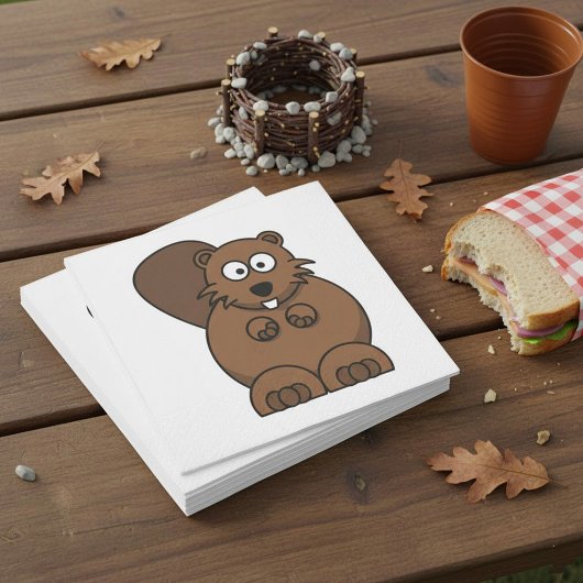 Niedlicher Cartoon Beaver Funny Woodland Tier Serviette