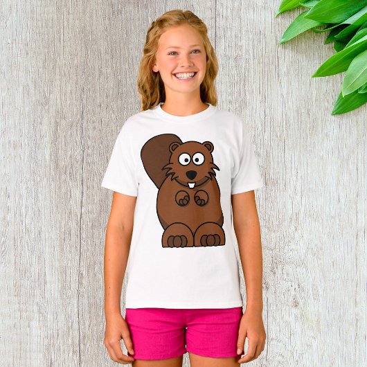 Niedlicher Cartoon Beaver Funny Woodland Tier T-Shirt