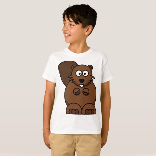Niedlicher Cartoon Beaver Funny Woodland Tier T-Shirt (Vorne ganz)