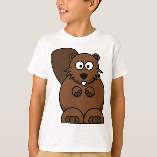 Niedlicher Cartoon Beaver Funny Woodland Tier T-Shirt (Vorderseite)