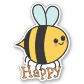 Niedlicher Cartoon Bee Happy Aufkleber (Vorderseite)