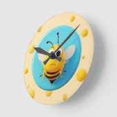 Niedlicher Cartoon Bee Runde Wanduhr (Winkel)