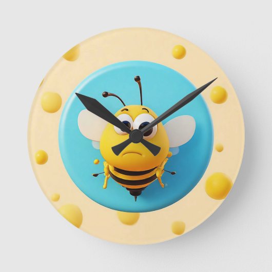 Niedlicher Cartoon Bee Runde Wanduhr (Vorderseite)