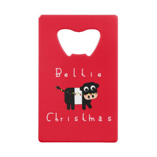 Niedlicher Cartoon Beltie Weihnachtskuh Geldbeutel Flaschenöffner