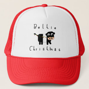 Niedlicher Cartoon Beltie Weihnachtskuh Truckerkappe