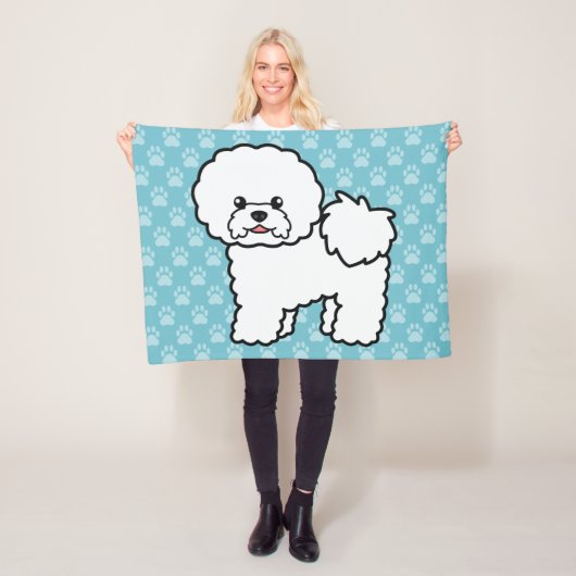 Niedlicher Cartoon Bichon Frise Dog Fleecedecke (Beispiel)