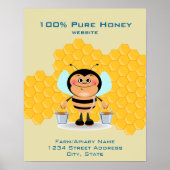 Niedlicher Cartoon Biene trägt Eimer von Honey Bus Poster (Vorne)