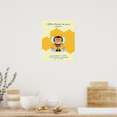 Niedlicher Cartoon Biene trägt Eimer von Honey Bus Poster (Küche)